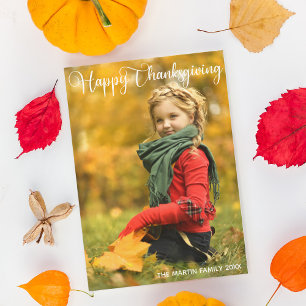 Happy Thanksgiving Elegantes Foto Feiertagskarte