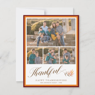 Happy Thanksgiving Elegantes Script Foto Collage Feiertagskarte