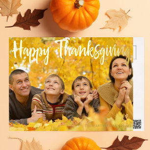 Happy Thanksgiving Elegantes Skript über Foto Gold Folien Feiertagspostkarte