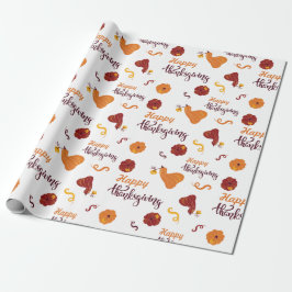 Happy Thanksgiving Ernte Pumpkin White Seamless Geschenkpapier