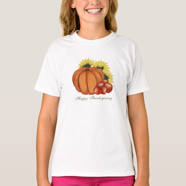 Happy Thanksgiving Fall Harvest Pumpkin T-Shirt (Vorderseite)