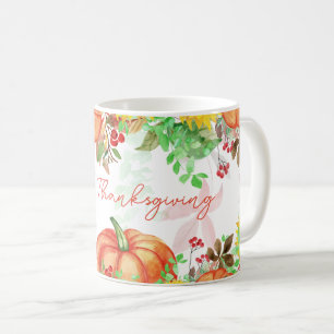 Happy Thanksgiving Fall Pumpkin Floral Kaffeetasse