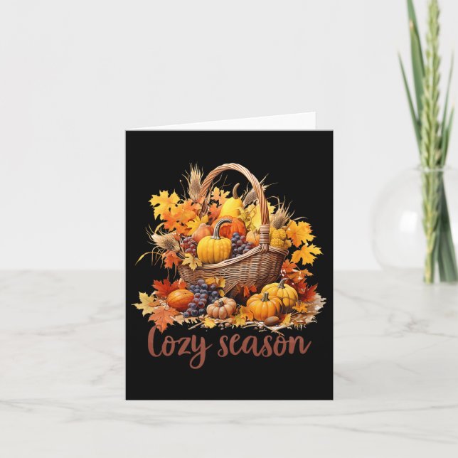 Happy Thanksgiving Fall Vibes Cosy Season Premium Karte (Vorderseite)