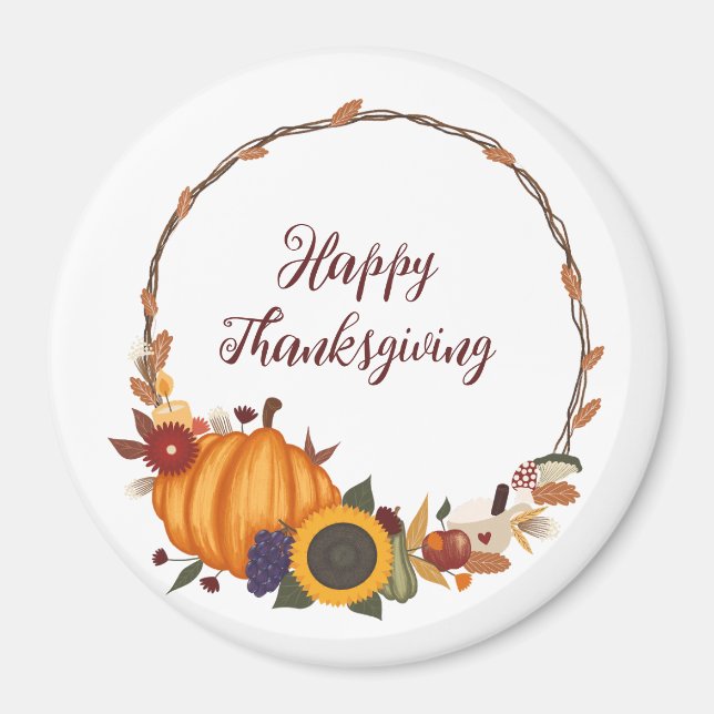 Happy Thanksgiving Fall Wreath Magnet (Vorne)