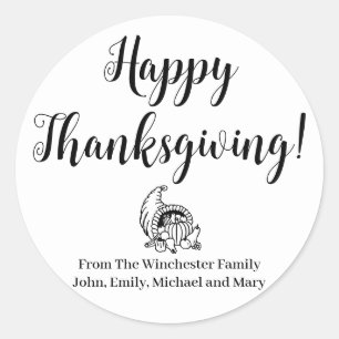 Happy Thanksgiving Fallernte benutzerdefinierte Sk Runder Aufkleber