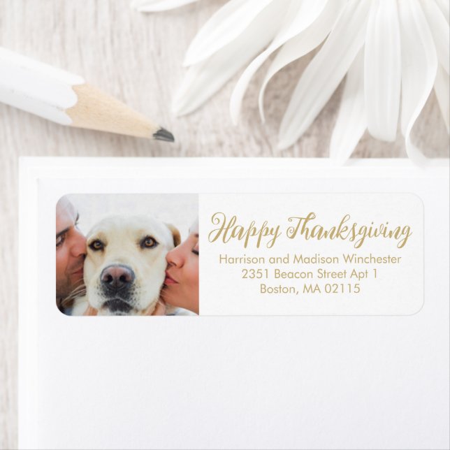 Happy Thanksgiving Familie Foto Drehbuch Gold weiß (Insitu)
