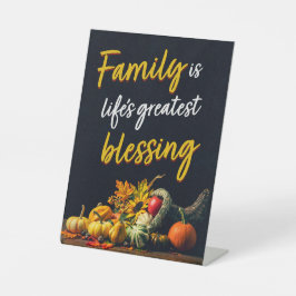 Happy Thanksgiving Familie Schönes Cornucopia Sockelschild