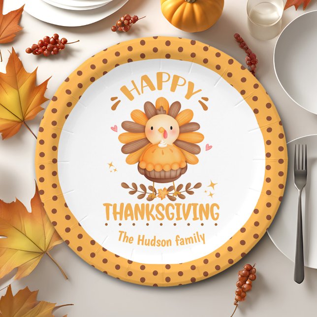 Happy Thanksgiving Familienname Paper-Teller Pappteller (Happy Thanksgiving Personalized Paper Plates)