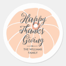 Happy Thanksgiving Familienname Pumpkin Runder Aufkleber