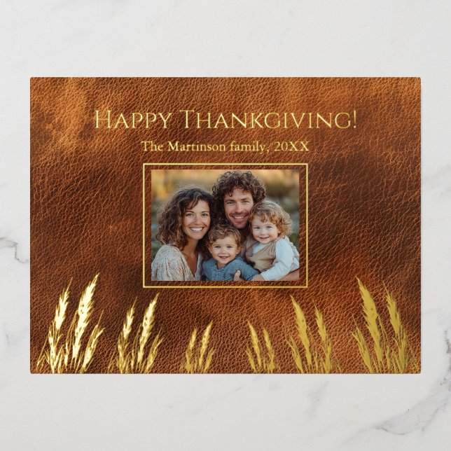 Happy Thanksgiving Family Foto Folien Feiertagspostkarte (Vorderseite)