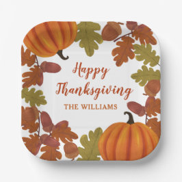 Happy Thanksgiving Family Name Herbst Pappteller