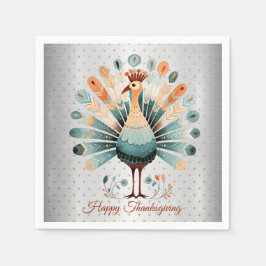 Happy Thanksgiving farbenfrohe Türkei Goldene Ster Serviette