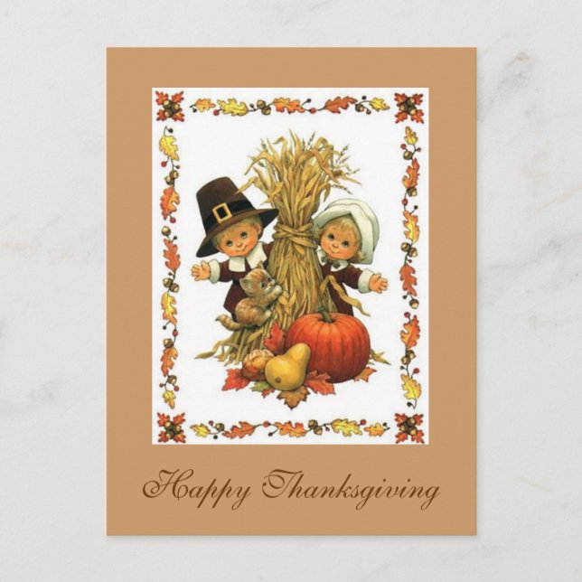 Happy Thanksgiving Feiertagspostkarte (Vorderseite)