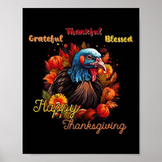 Happy Thanksgiving Festival Türkei Design T-Shirt Poster (Vorne)