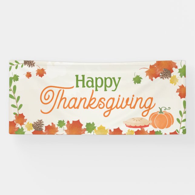 Happy Thanksgiving Festive Hanging Banner Sign (Horizontal)