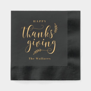 Happy Thanksgiving Foil Stamps Napkins Servietten Mit Folie