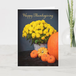 Happy Thanksgiving For Anyone Mums and Pumpkins  Feiertagskarte
