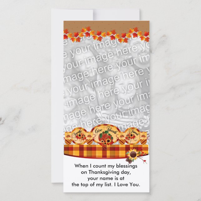 Happy Thanksgiving Foto Cards Feiertagskarte (Vorderseite)