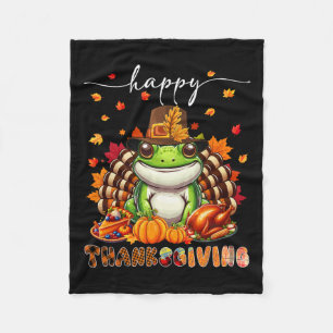 Happy Thanksgiving Frog Kostüm Türkei Herbstlaub Fleecedecke