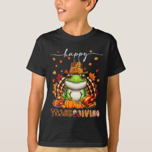 Happy Thanksgiving Frog Kostüm Türkei Herbstlaub T-Shirt