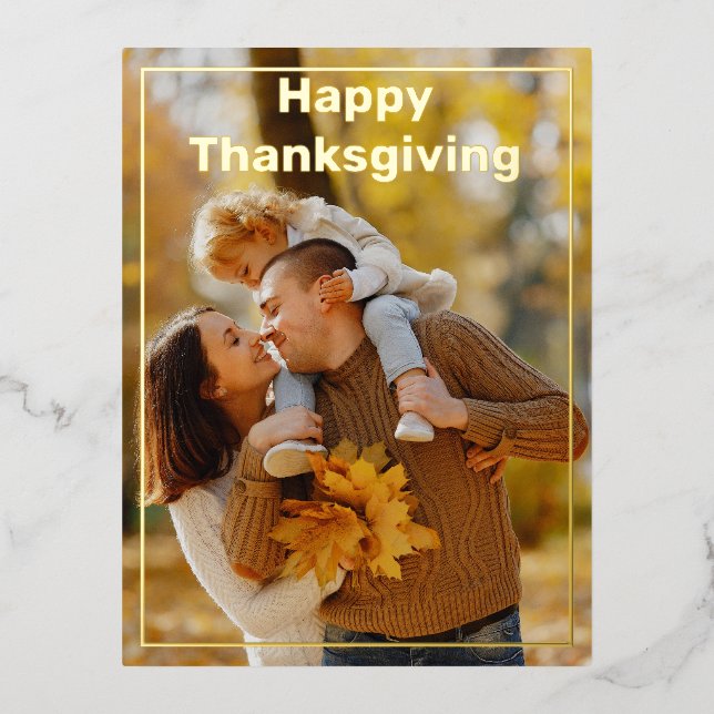 Happy Thanksgiving Full Foto Folien Feiertagspostkarte (Vorderseite)