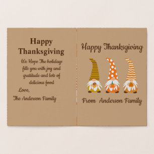 Happy Thanksgiving Funny Gnomes Holiday Card Folienkarte