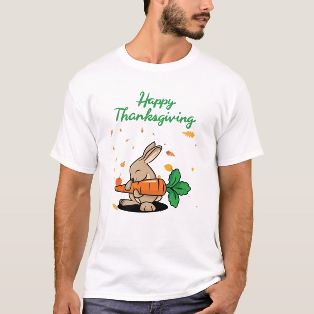 Happy Thanksgiving Funny Rabbit T-Shirt (Vorderseite)