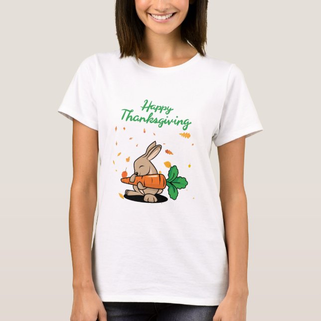 Happy Thanksgiving Funny Rabbit T-Shirt (Vorderseite)