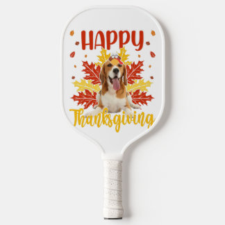 Happy Thanksgiving Funny Turkey Beagle Lover Pickleball Schläger
