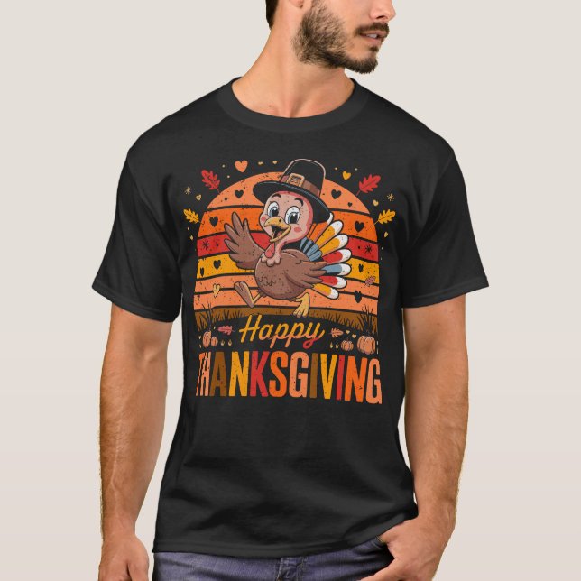 Happy Thanksgiving Funny Turkey Family Dinner T-Shirt (Vorderseite)