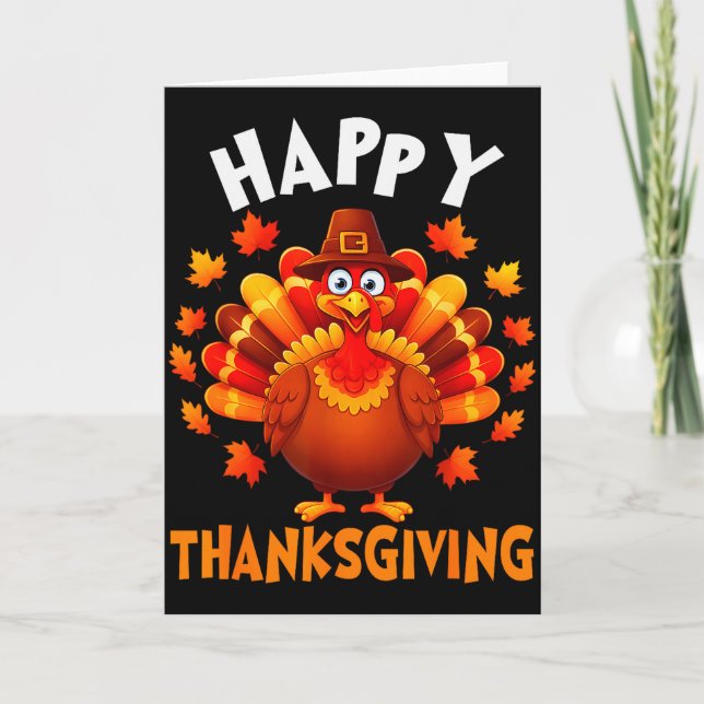 Happy Thanksgiving Funny Turkey Family Dinner Than Karte (Vorderseite)