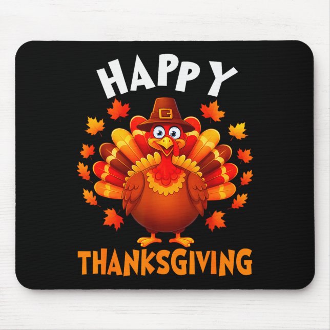 Happy Thanksgiving Funny Turkey Family Dinner Than Mousepad (Vorne)