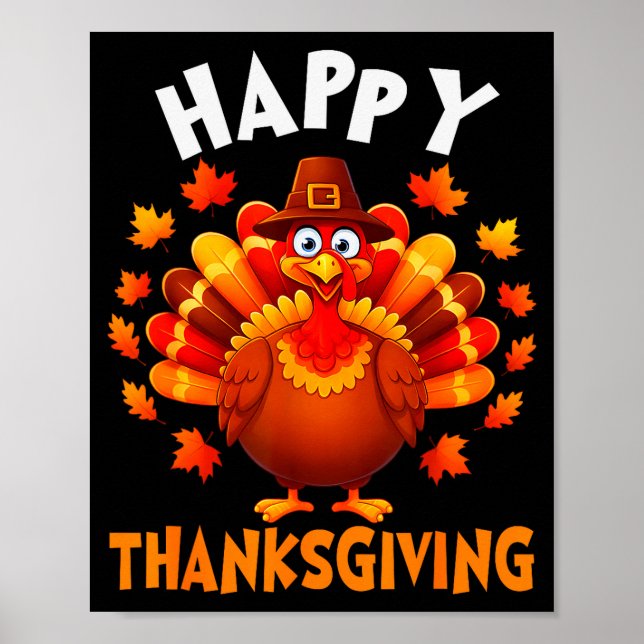 Happy Thanksgiving Funny Turkey Family Dinner Than Poster (Vorne)