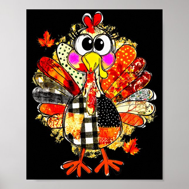 Happy Thanksgiving Funny Turkey Family Dinner Than Poster (Vorne)