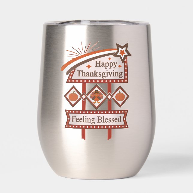 Happy Thanksgiving Gefühl gesegnet Retro-Zeichen (Rückseite)