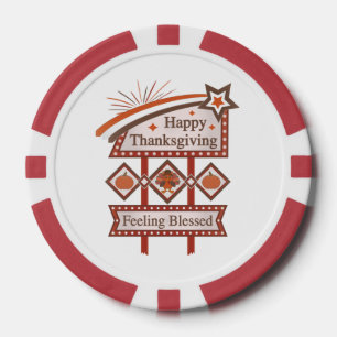 Happy Thanksgiving Gefühl gesegnet Retro-Zeichen Pokerchips