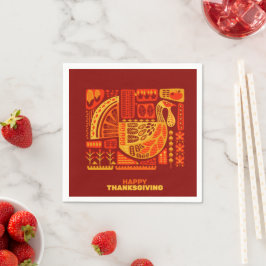 Happy Thanksgiving Geometric Abstrakt Cocktail Serviette