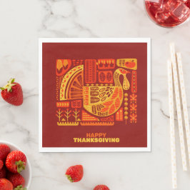 Happy Thanksgiving Geometric Abstrakt Luncheon Serviette