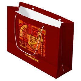 Happy Thanksgiving Geometric Abstrakt Orange Brown Große Geschenktüte