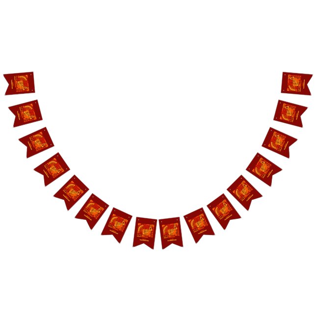 Happy Thanksgiving Geometric Abstrakt Orange Brown Wimpelkette (Alle)