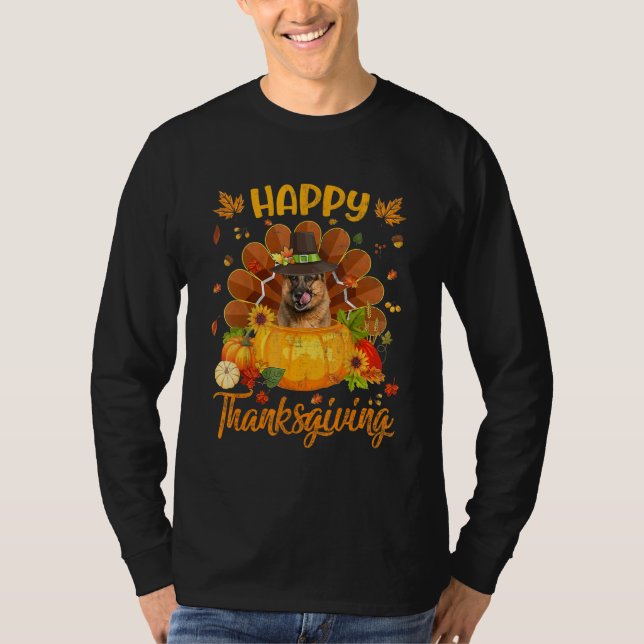 Happy Thanksgiving German Shepherd Dog Turkey Pump T-Shirt (Vorderseite)