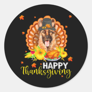 Happy Thanksgiving German Shepherd Türkei Runder Aufkleber