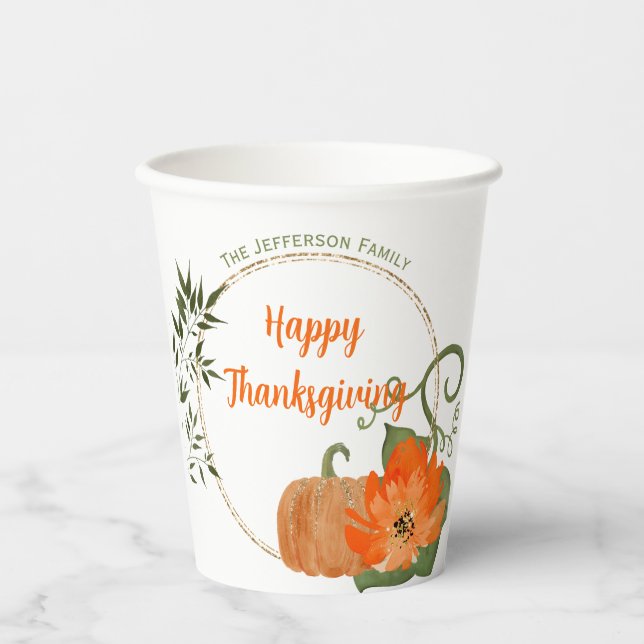 Happy Thanksgiving Glitzer Paper Cup Pappbecher (Vorderseite)
