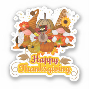 Happy Thanksgiving Gnome Aufkleber