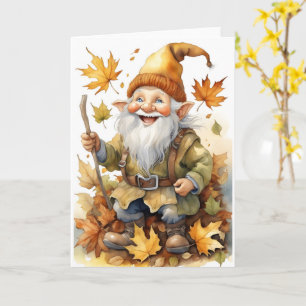 Happy Thanksgiving Gnome Herbstlaubs Blank Karte