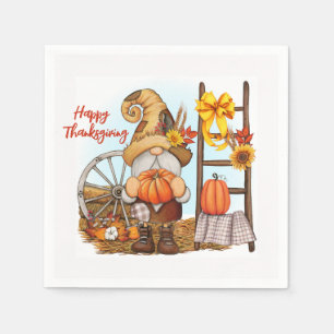 Happy Thanksgiving Gnome Serviette
