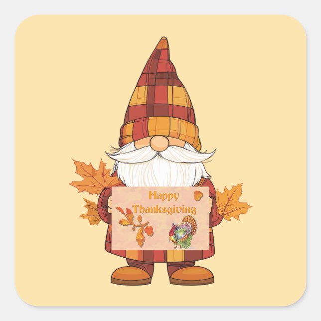 Happy Thanksgiving Gnome Sticker (Vorderseite)