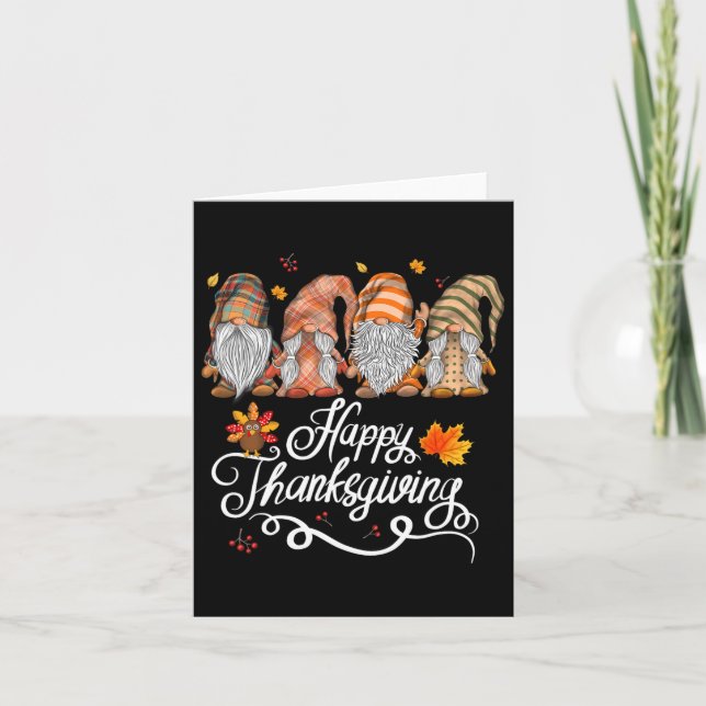 Happy Thanksgiving Gnomes Karte (Vorderseite)