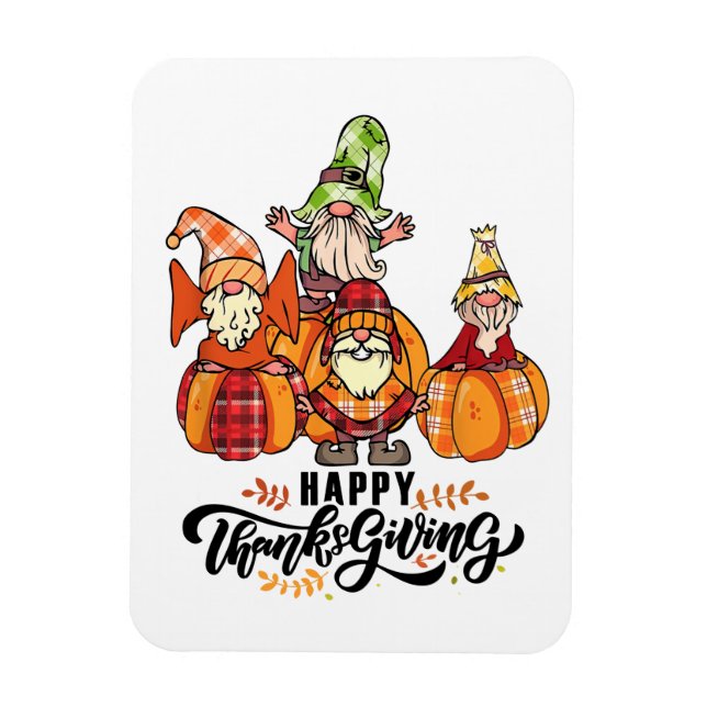 Happy Thanksgiving Gnomes Magnet (Vertikal)