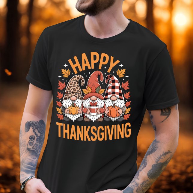 Happy Thanksgiving Gnomes Niedlich Coffee & Pumpki T-Shirt (Von Creator hochgeladen)